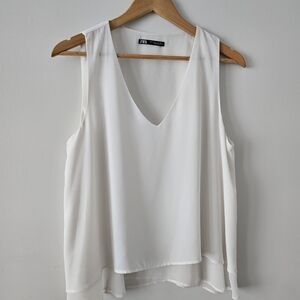 Zara White Sleeveless Women's Top